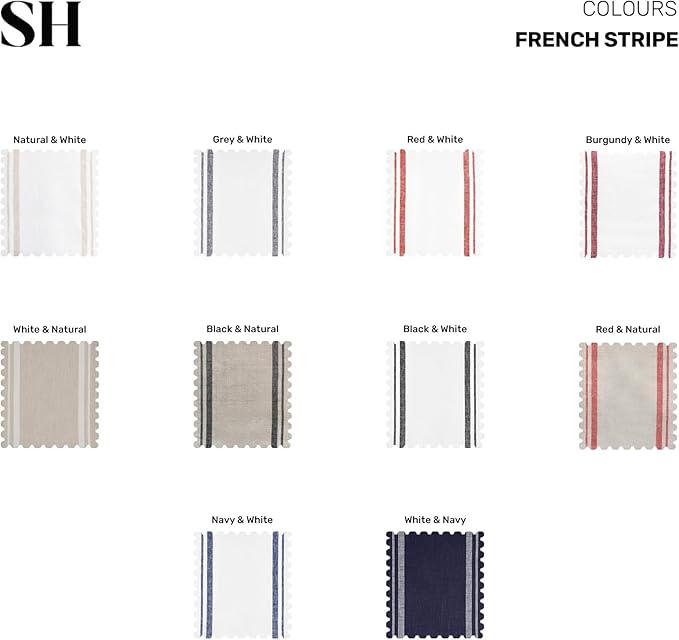 Solino Home Linen Table Runner 132 Inches Long - 100% Pure Linen Black and Natural French Stripe Table Runner 14 x 132 Inch for Dining