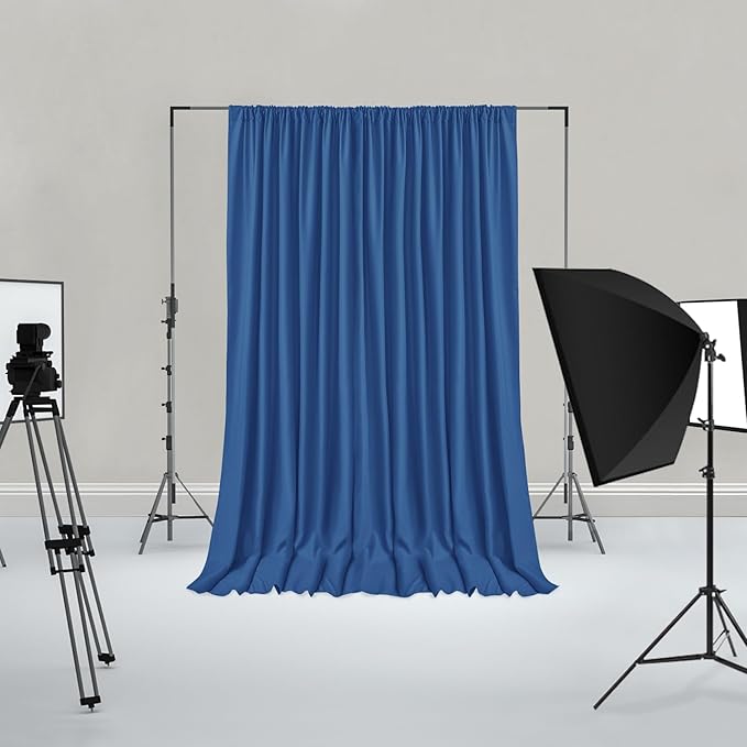 Hiasan Royal Blue Backdrop Curtains for Parties, Polyester Photography Backdrop Drapes for Family Gatherings, Wedding Decorations, 5ftx8ft, Set of 2 Panels