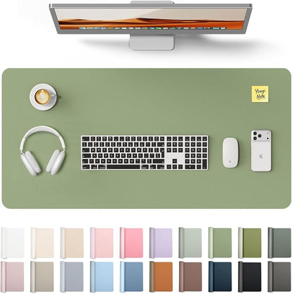 YSAGi Leather Desk Protector, Office Mat, Large Mouse Mat, Non-Slip PU Leather Blotter, Laptop Desk Mat, Waterproof Writing Pad for Office and Home (Bamboo Green, 31.5" x 15.8")