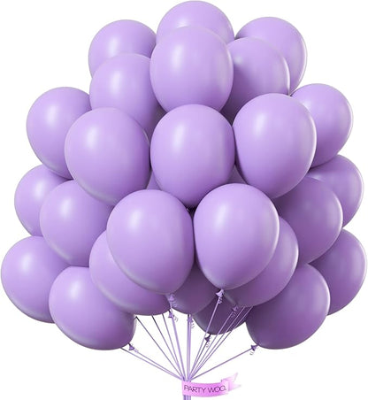 PartyWoo Lavender Balloons 101pcs 12 Inch Light Pastel Purple Lilac Purple Latex Helium Balloons for Birthday Baby Shower Graduation Wedding Anniversary Bridal Shower Party Decorations Purple-Q10