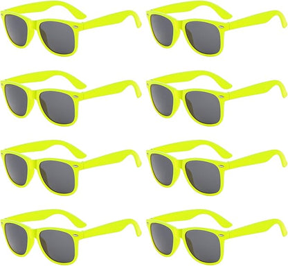 Pibupibu Neon Colors Party Favor Supplies Unisex Sunglasses Pack of 8