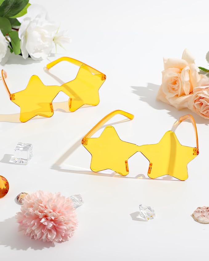 40 Pairs Rimless Star Sunglasses Bulk Wholesale Transparent Candy Color Star Glasses for Women Men Party Favors