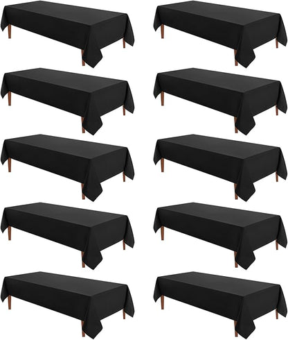 VidaFete Tablecloth 60 * 120inch 10 Pack Rectangle Table Cloth Polyester, Stain Wrinkle Resistant Dining Table Cover for Kitchen Dinning Party Wedding Rectangular Tabletop Buffet Decoration(Black)