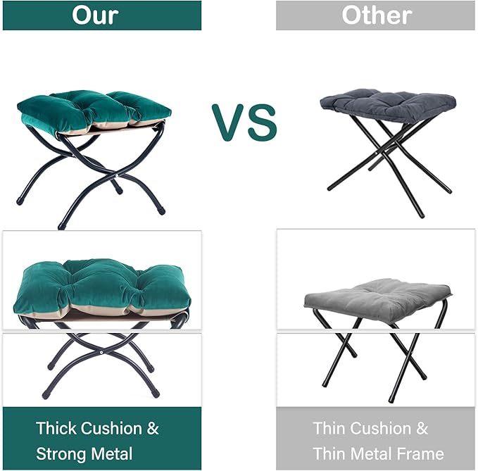 LITA Lazy Chair with Ottoman, Modern Accent Leisure Upholstered Sofa Chair, Contemporary Lounge Reading Chairs with Armrests and a Side Pocket for Living Room, Bedroom & Small Space, Dark Green