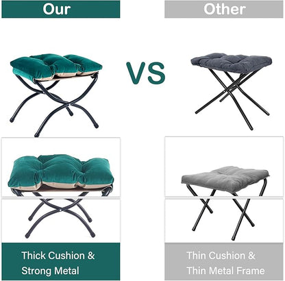 LITA Lazy Chair with Ottoman, Modern Accent Leisure Upholstered Sofa Chair, Contemporary Lounge Reading Chairs with Armrests and a Side Pocket for Living Room, Bedroom & Small Space, Dark Green
