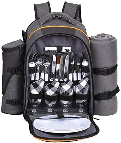 Hap Tim Picnic Basket Backpack for 4 Person with Insulated Cooler Compartment, Wine Holder, Fleece Blanket, Cutlery Set, Engagement Gifts for Couples, Bridal Shower Gift, Wedding Gifts(36021)