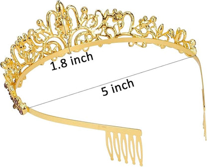 COCIDE Red Tiara Crowns Aurora Borealis Crystal Headband Princess Ruby Rhinestone Crown with Combs Bride Headbands Bridal Wedding Prom Birthday Party Hair Accessories Jewelry for Women Girls