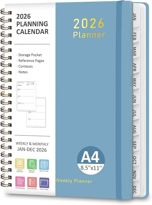 2026 Planner, Weekly and Monthly Calendar Academic Planner, Jan 2026 - Dec 2026, 8.5‘’ x 11'', Planning Agenda Book for Desk Accessories and School Supplies - Letter Size