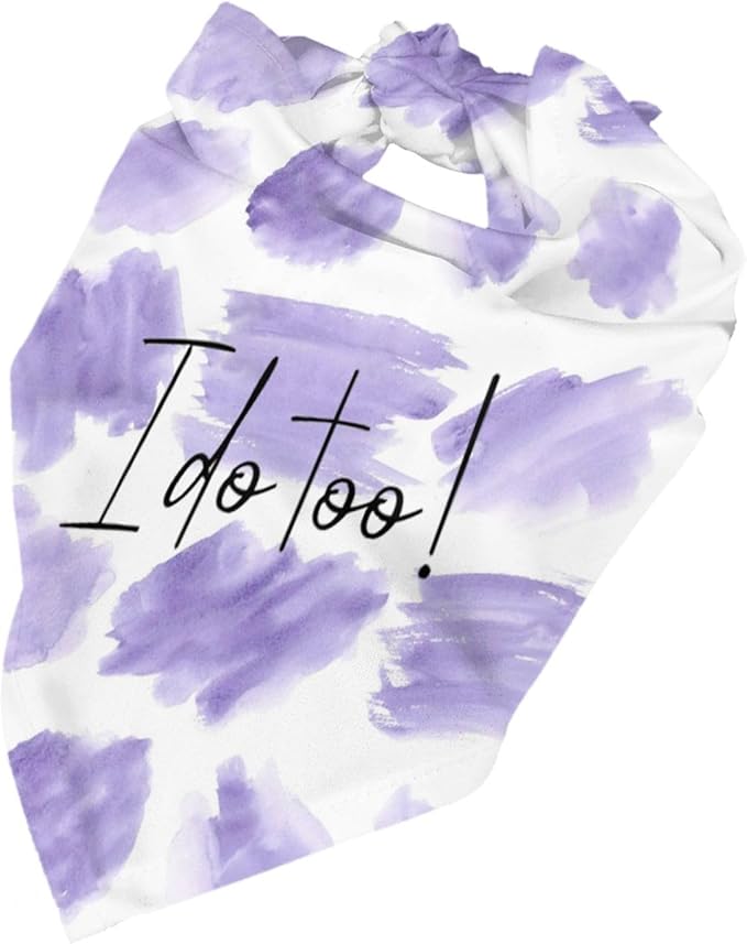 I Do Too Dog Wedding Bandana,Wedding Photo Prop for Dog Lover Pet Scarf AccessoriesMarried Puppy Pet Bandanas Engagement Announcement Gifts (Purple Color Block)