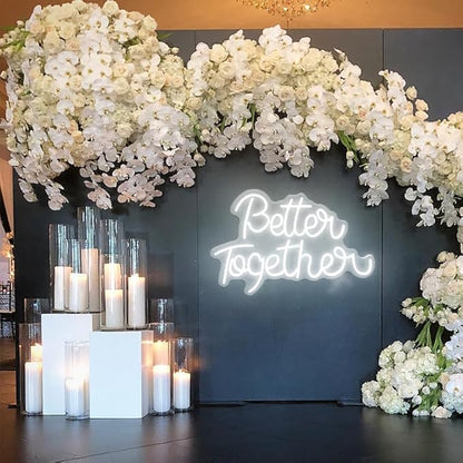 Better Together Neon Sign for Wall Decor Neon Lights for Teen Bedroom Decor Art Light Up Sign LED Neon Signs for All Party Reunion Decoration USB 21.7x13.8 Inch (white)