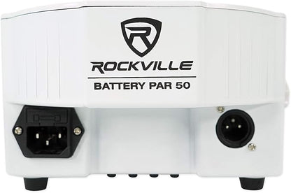 Rockville BATTERY PAR PACK 50 WHITE 20W Rechargeable Wash Lights (10), RGB Color Mixing, Wireless DMX, Remote Included, for DJs and Event Lighting