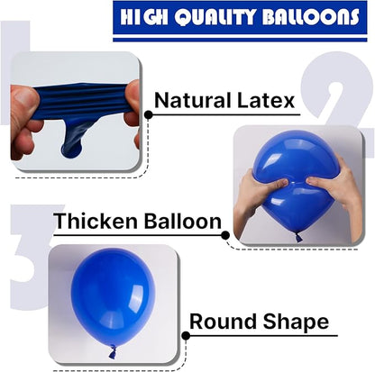 PartyWoo Royal Blue Balloons 155pcs Different Sizes Pack of 18 12 10 5 Inch Dark Blue Balloon Arch Kit for Baby Shower Gender Reveal Graduation Under The Sea Birthday Party Decorations Blue-Y59
