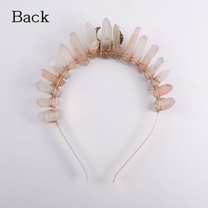 Natural Crystal Tiara Headband, Bridal Fairy Rhinestone Crown Headwear for Women Girls (xueya)