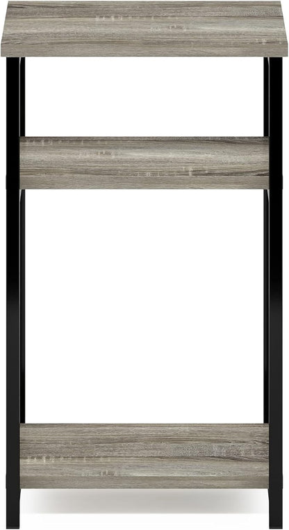 Furinno Just 3-Tier Metal Frame End Table with Storage Shelves, 1-Pack, French Oak