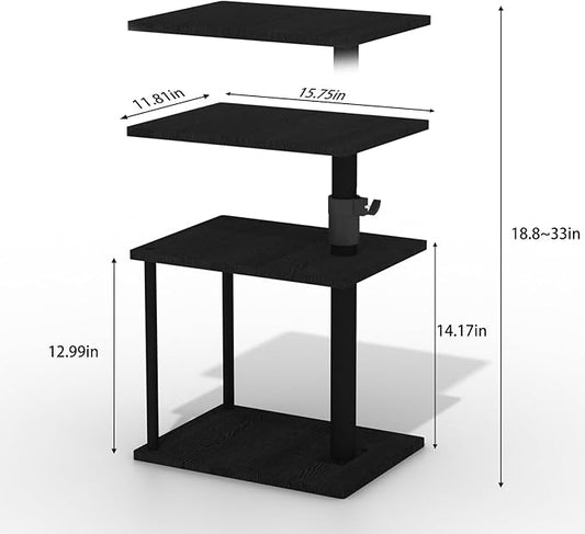 Swivel Side Table for Couch Arm, Adjustable C End Table for Recliner or Bed, Tv Trays with Storage Shelf for Small Spaces Small Nightstand Table for Living Room, Bedroom，2pc