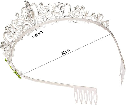 COCIDE Green Tiara and Crowns for Women Crystal Headband Princess Rhinestone with Combs Bride Hairpiece Bridal Wedding Prom Birthday Party Hair Accessories Jewelry for Women and Girls