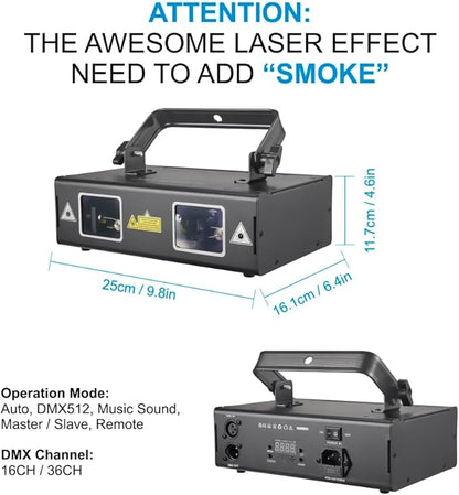 Animation Laser Light DJ Light, WorldLite Stage Party Lazer 3D RGB Full Color with DMX512, Music Sound & Remote, Great for Club Party Disco Lights Bar Wedding DJ Stage Lighting