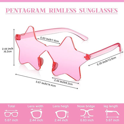 Cindeer 40 Pairs Rimless Star Shape Sunglasses Colorful Transparent Sunglasses Pentagram Glasses for Party