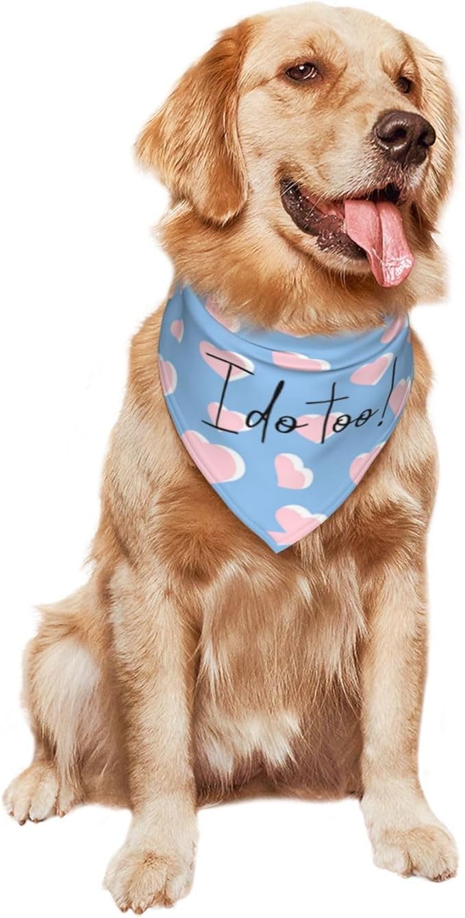 I Do Too Dog Wedding Bandana,Wedding Photo Prop for Dog Lover Pet Scarf AccessoriesMarried Puppy Pet Bandanas Engagement Announcement Gifts (Blue Love)
