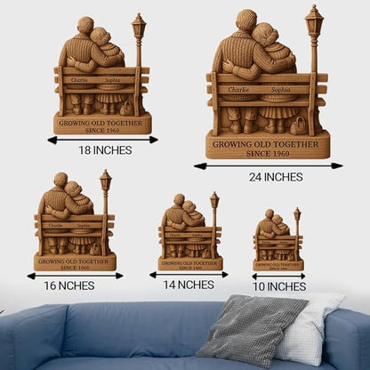 Growing Old Together Wooden Sign, Gifts for Him Her Wife Husband, Custom Wood Art Plaque Anniversary Cute Couples Gift, Decor Valentine Christmas Gift For Parents, Grandparents Decorations Sign 37