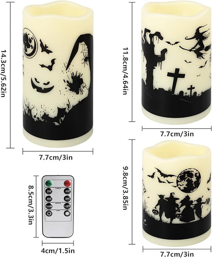 12-Pack Waterproof Flameless LED Candles - Remote Control & Timer, Dimmable Flickering for Halloween Decor Indoor/Outdoor, Haunted House, Party, Graveyard