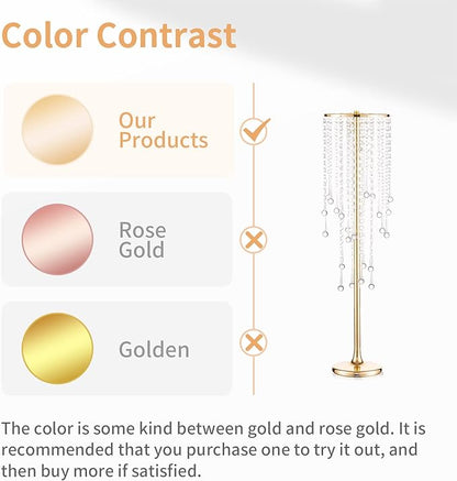 NUPTIO Gold Vase Wedding Centerpieces: 2 Pcs 29.5in Tall Crystal Flower Stand for Tables Elegant Metal Flowers Arrangement Vases for Weddings Birthday Party Anniversary Reception Home Decorations