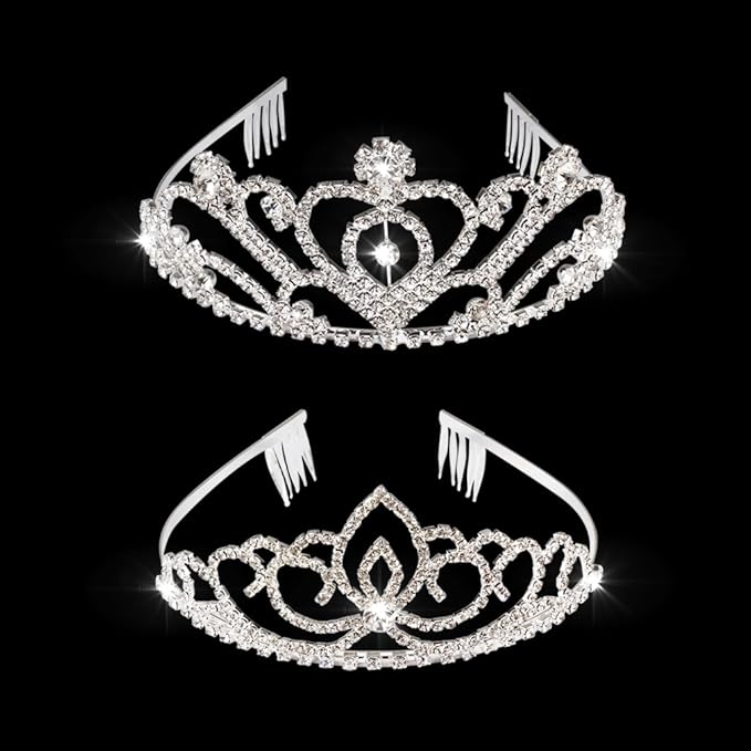 Pack of 2 Rhinestone Tiara Crown Exquisite Headband Comb Pin Wedding Bridal Birthday Tiaras