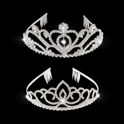 Pack of 2 Rhinestone Tiara Crown Exquisite Headband Comb Pin Wedding Bridal Birthday Tiaras