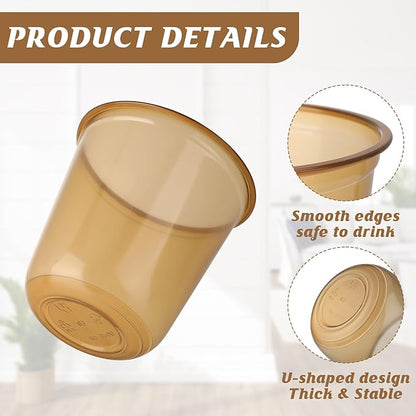50pcs 12oz Disposable Stemless Glasses,PET Disposable Drinking Cups,Cold Party Clear Plastic Wine Glasses for Parties Birthday,Wedding,Meeting,Christmas Party Supplies. (Glod)