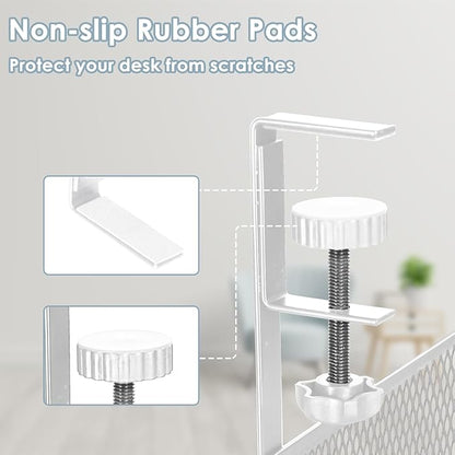 Cable Management, 25'' Cable Management Under Desk No Drill, Metal Cord Organizer with Clamp for Standing Desk, Cable Organizer for Home Office, White