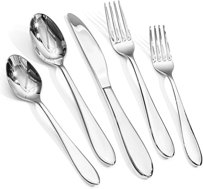 KINGSTONE 40-Piece Silverware Set for 8,18/10 Premium Stainless Steel Flatware Set, for Home, Restaurant, Wedding and Party Use, Mirror-Polished Cutlery Set, Dishwasher Safe.