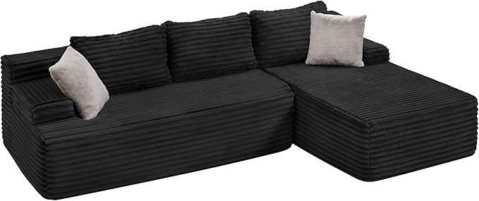 Hobestluk Modular Sectional Sofa Couches L-Shape Couch 3 Seat Modular Sofa Memory Foam Sectional Couches for Living Room, Cloud Couch with Oversized Chaise (96" Right Facing Chaise)