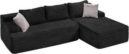 Hobestluk Modular Sectional Sofa Couches L-Shape Couch 3 Seat Modular Sofa Memory Foam Sectional Couches for Living Room, Cloud Couch with Oversized Chaise (96" Right Facing Chaise)