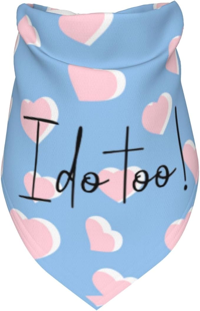 I Do Too Dog Wedding Bandana,Wedding Photo Prop for Dog Lover Pet Scarf AccessoriesMarried Puppy Pet Bandanas Engagement Announcement Gifts (Blue Love)