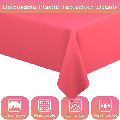 WNINK 4 Pack Red Tablecloths 54" x 108" Disposable Rectangular Plastic Table Covers for Baby Showers, Weddings, Birthdays, Parties