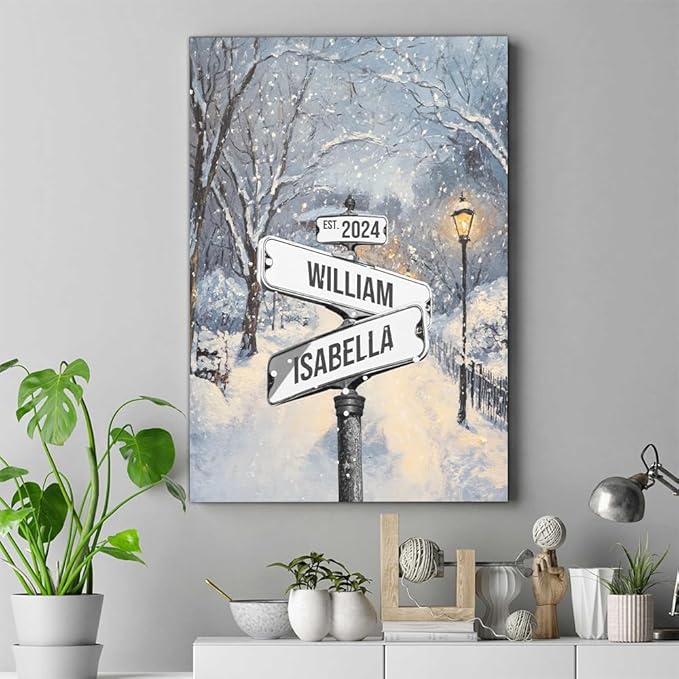 GABITA Personalized Crossroads Street Sign Wall Art for Couples, Anniversary Canvas for Couple, Gift for Valentines Day, Girlfriend Boyfriends Gifts, Custom Poster for Wife and Husband 5