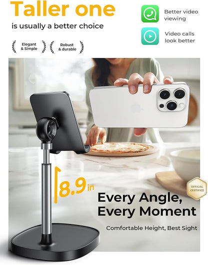 LISEN Cell Phone Stand Phone Holder for Desk Office Decor, Office Desk Accessories Gifts Women PC Gaming Essentials iPhone Stand Gadgets Men Fit OtterBox Case Switch iPad Air Tablet 4-10 in