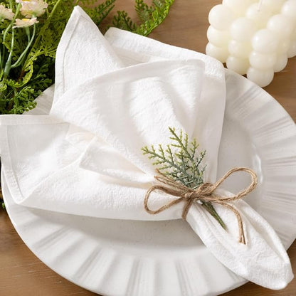 Socomi Cloth Napkins White Ivory Fall Thanksgiving Washable Reusable Bulk Linen Cotton Napkins Set of 6 17"x17" for Wedding Party Bridal Baby Shower Birthday Dining Table Decorations