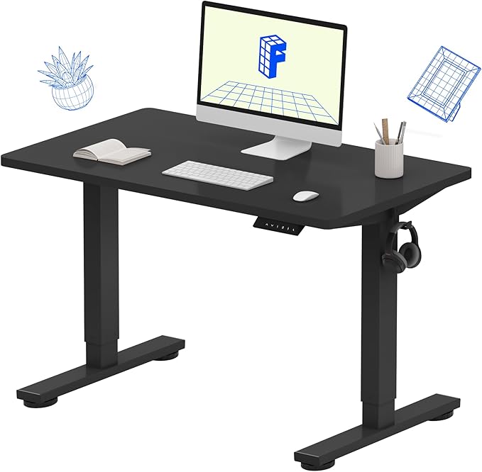 FLEXISPOT EN1 One-Piece Standing Desk, 40"x24" Seamless Desktop Electric Height Adjustable for Home Office, Study Rooms & Multi-Device Workstations, Black