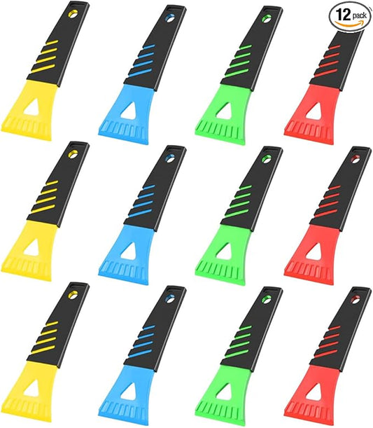 12PCS Snow and Ice Scraper for Car Windshield - Ice Snow Frost Removal Tool with Non-Slip Handle - Plastic Snow Scraper Auto Window Shovel Tool - Winter Windshield Defroster Tool No Scratch for Cars
