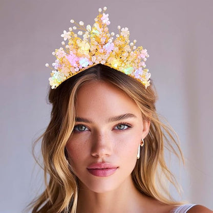 Yean Gold Flower Crown Greek Leaf Headpiece Bridal Hair Accessories for Women