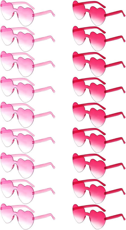 SUNOVELTIES 18 Heart Shape Rimless Sunglasses Transparent Candy Color Party Glasses Colored Eyewear for Women