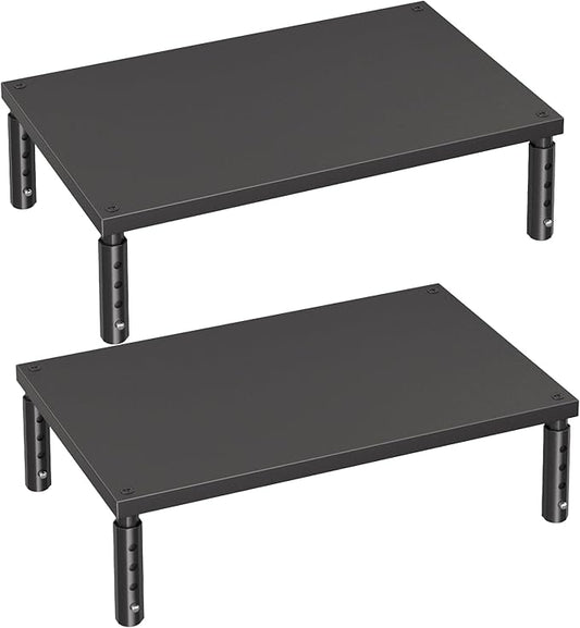 OPNICE Desk Organizers and Accessories, Adjustable Computer Monitor Stand Riser, Laptop Stand for Desk, Office Desk Accessories & Workspace Organizers for Home Office, Black-2P