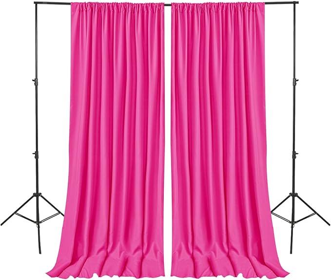 Hiasan Fuchsia Backdrop Curtains for Parties, Polyester Photography Backdrop Drapes for Family Gatherings, Wedding Decorations, 5ftx8ft, Set of 2 Panels