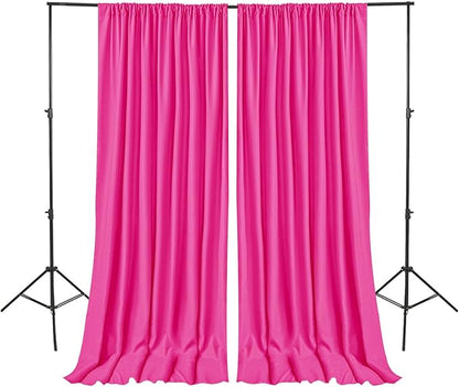 Hiasan Fuchsia Backdrop Curtains for Parties, Polyester Photography Backdrop Drapes for Family Gatherings, Wedding Decorations, 5ftx8ft, Set of 2 Panels