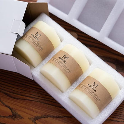 MOZEAL 3" x 4" Hand-Poured Unscented Dark Purple Pillar Candles,Dripless Candles Set of 3,Smokeless,Clean Burning,Approx 60 Hours Burn Time,Wedding,Dinner,Christmas and Home Decor（3 Inch Width Series）