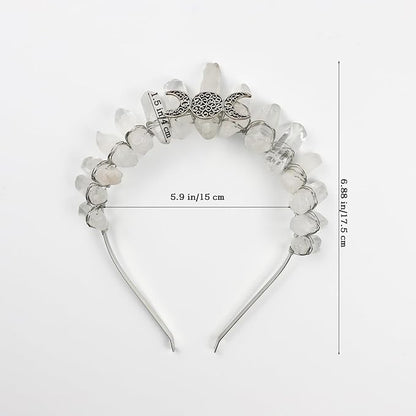 Raw Crystal Tiara Headband, Bridal Crown Rhinestone Fairy Headwear for Wedding Bride Women Girls (clear)