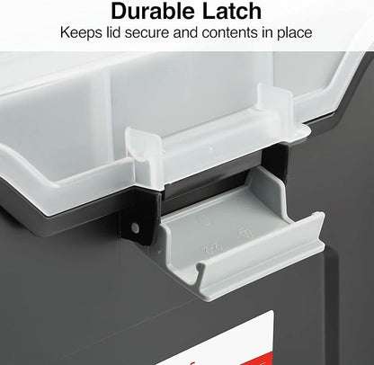 STAPLES File Folder Tote, Portable Filing Box for Letter SIze Hanging Folders, Security Latch & Built-In Lid Organizer, Black/Clear