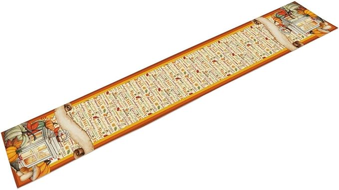 Fall Pumpkin Table Runner Rustic Farmhouse Mushrooms Leaves Berries Lanterns Thanksgiving Theme Home Decor for Farmhouse Indoor Outdoor Party Holiday Dining Kitchen Restaurant Cafe W13xL108in