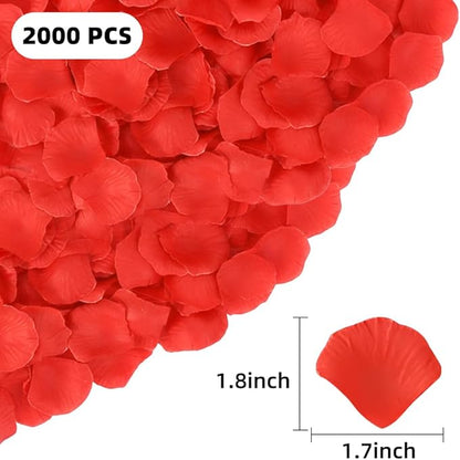 Rose Petals 2000 pcs Artificial Silk Red Rose Petals Flower Petals Fake Faux Roses Petal for Romantic Night Roses Petal Decorations for Wedding Proposal Anniversary Valentine's Day Flower Decorations